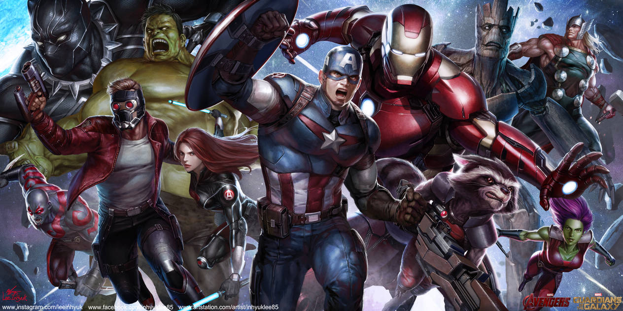 Art graphic of the Avengers.