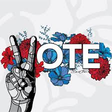 An image with two fingers and vote smartart graphic.